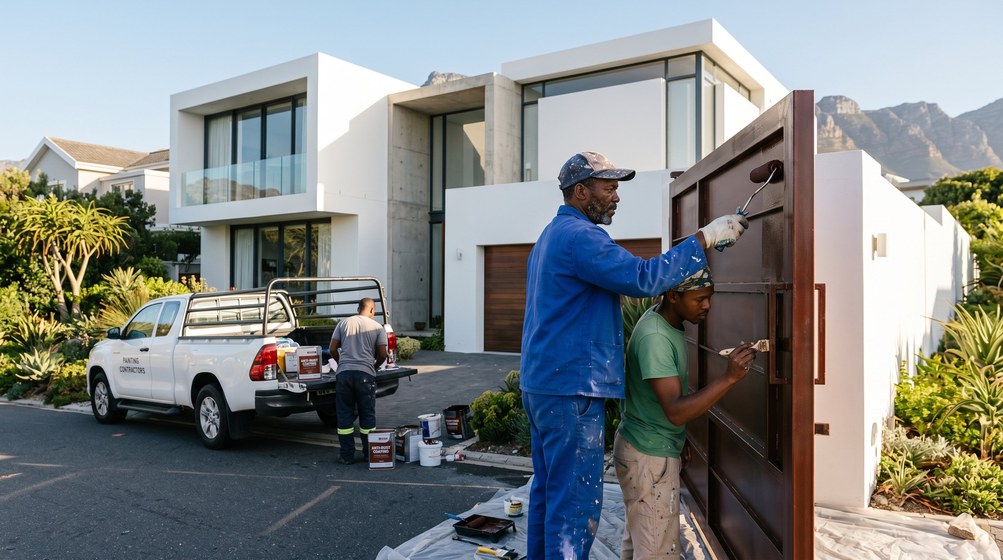 Professional anti-rust coating team applying rust protection to a metal gate in Clifton